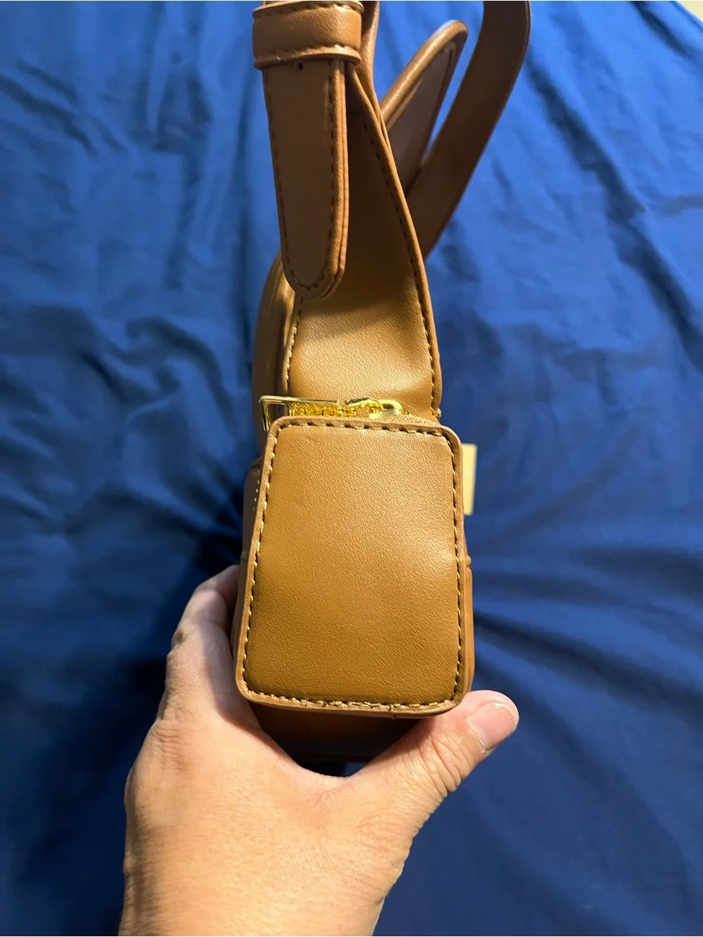 Steve Madden Cognac Leatherette Bag with Gold Hardware